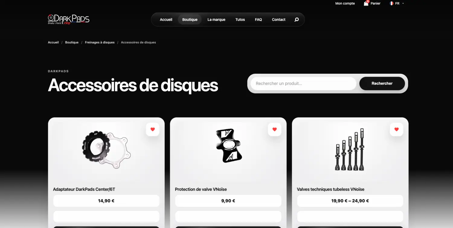 Nouvelle page catalogue DarkPads