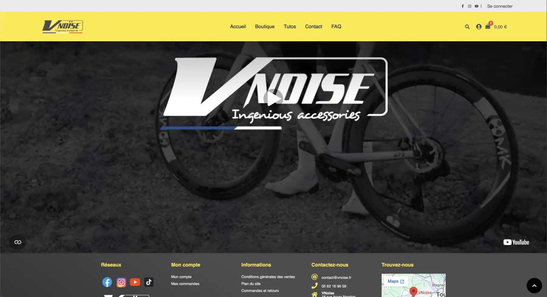 Ancienne page d’accueil VNoise sur Magento