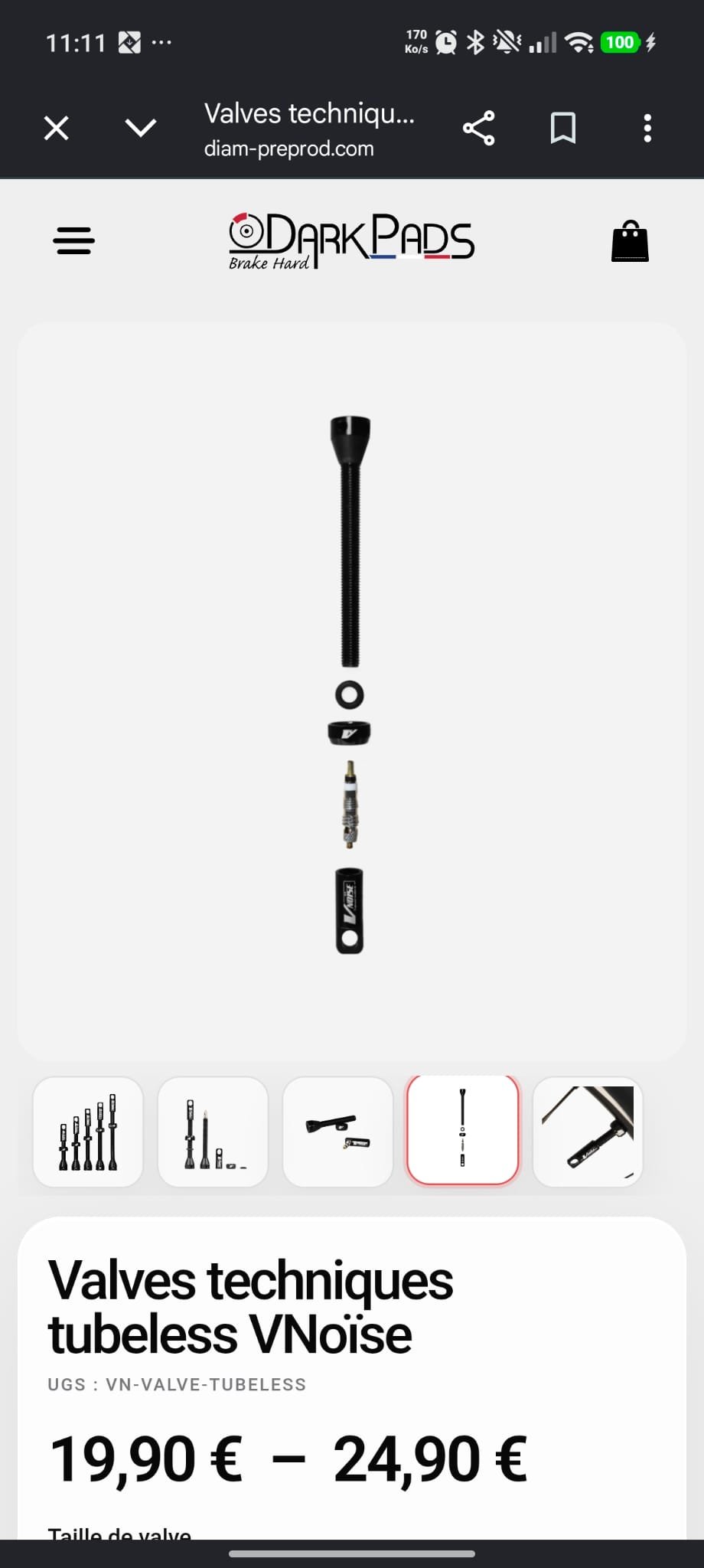 Nouvelle fiche produit DarkPads sur mobile